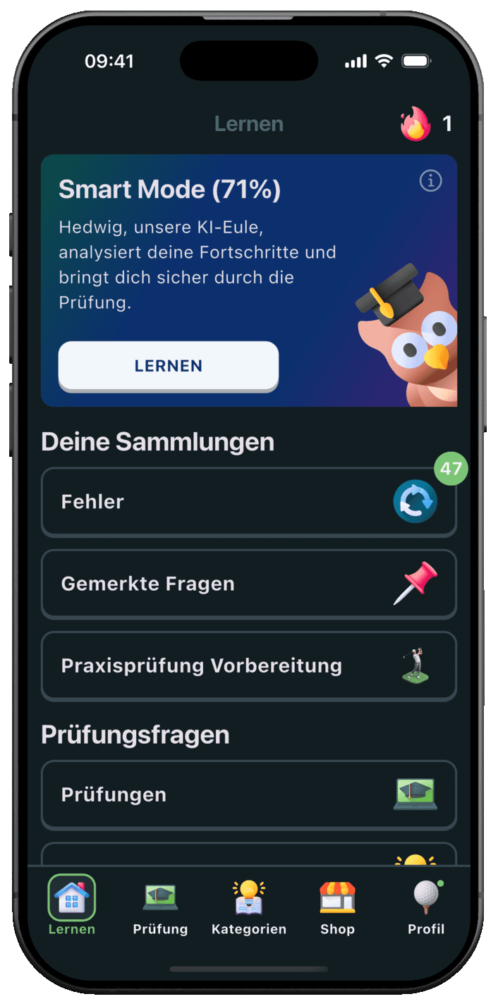 Platzreife Golf Online App – Lernfortschritt